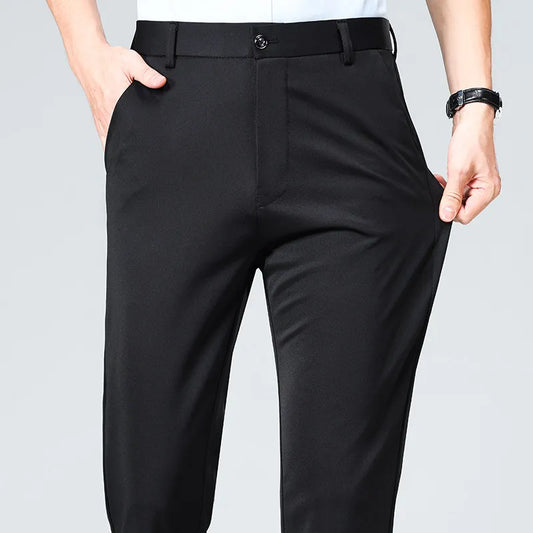 Mens Black Slim Fit Stretch Dress Pants Professional Office Trousers