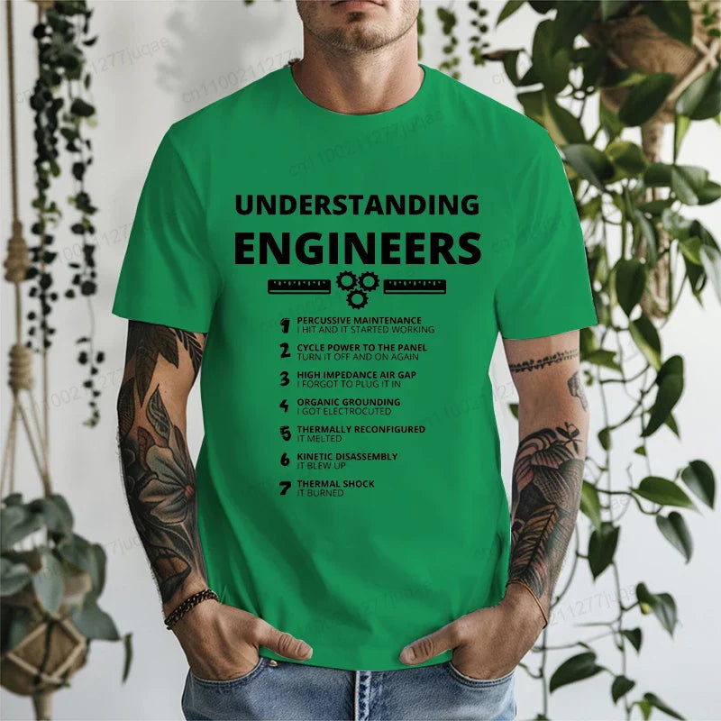 Understanding Engineers Funny Sarcastic T Shirt Men Casual Short Sleeve Graphic Tees T-Shirts Engineering Humor Streetwear Gift