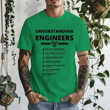 Understanding Engineers Funny Sarcastic T Shirt Men Casual Short Sleeve Graphic Tees T-Shirts Engineering Humor Streetwear Gift