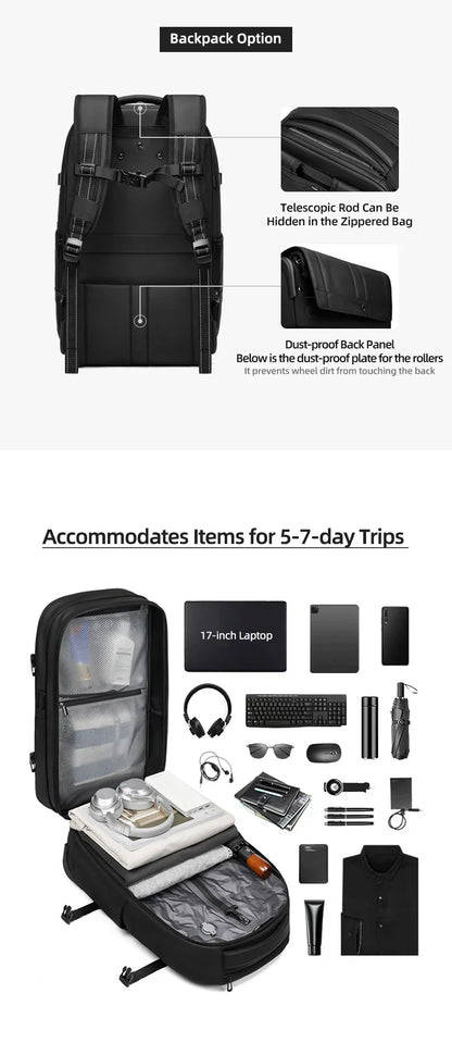Travel Trolley vacuum compression business backpacks pump for Man Wheeled backpack On wheels luggage Rolling Bags For Boardable