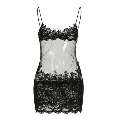 Sheer Lace Camisole Dress with Ultra Spicy and Lightweight Mesh; Sexy Dress for A Minority of Hot Girls