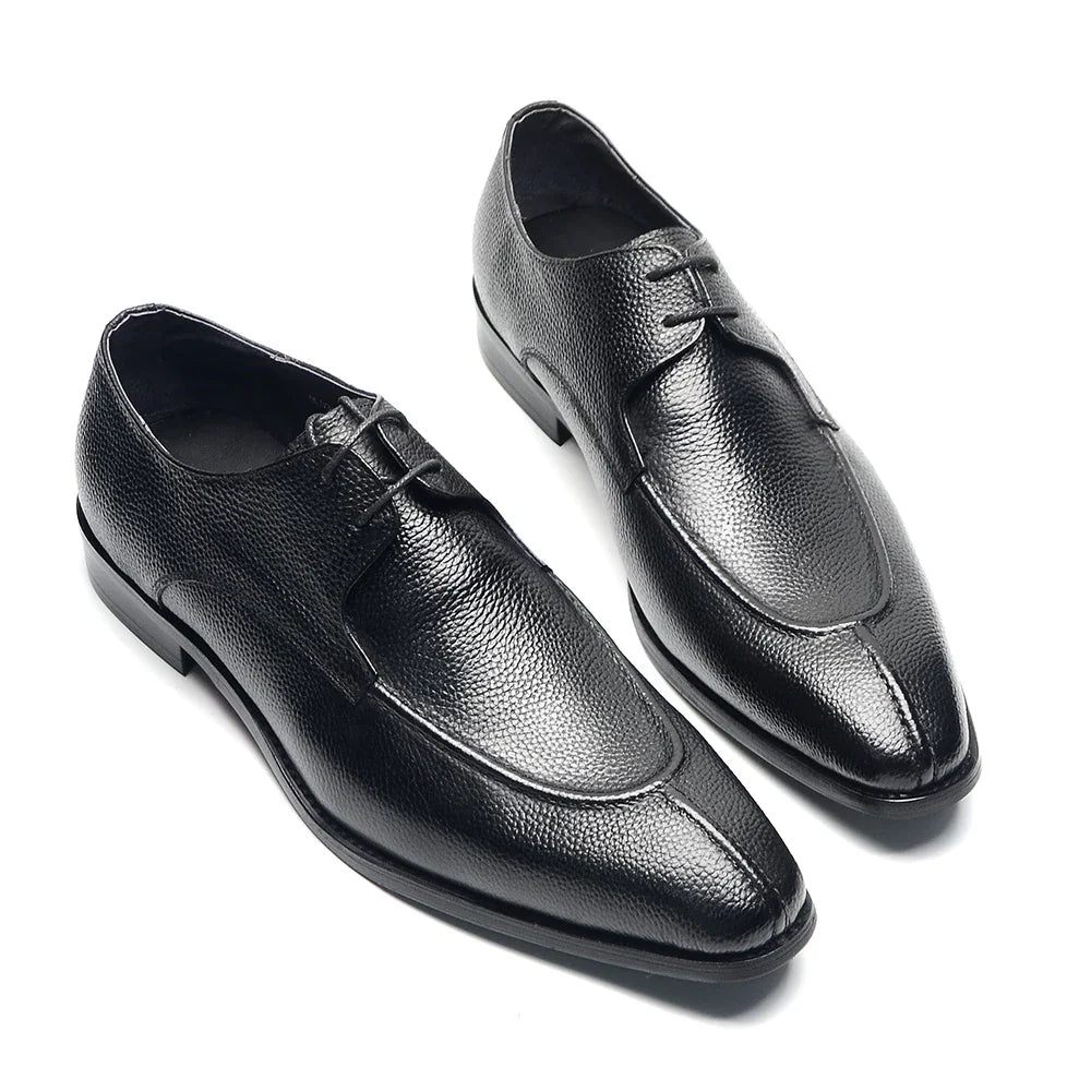 Italian Classy Men's Wedding Dress Shoes Black Genuine Cow Leather Lace-up Office Business Elegant Social Derby Formal Shoes Man