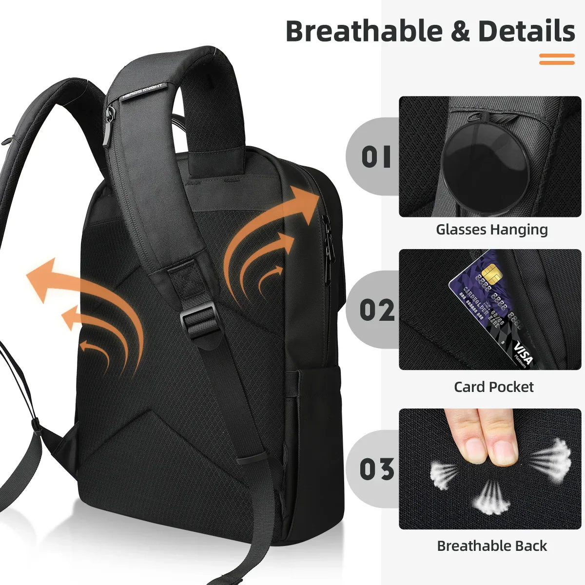 Stylish Business Backpack for Men Waterproof 15.6 inch Flap Laptop Backpack Multiple Pockets Casual Daypack for Work School