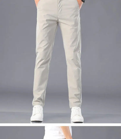 Men's Lightweight Casual Pants Summer Thin Ice Silk Straight Tube Simple Business Office Trousers Comfortable Soft Daily Wear