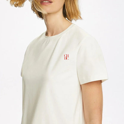 CHCH Mulheres Camisetas Manga Curta T-Shirts Casuais Novas Blusas Brancas Femininas Camisa Bordada Moda Senhoras Camisas de Algodão Blusas Femininas