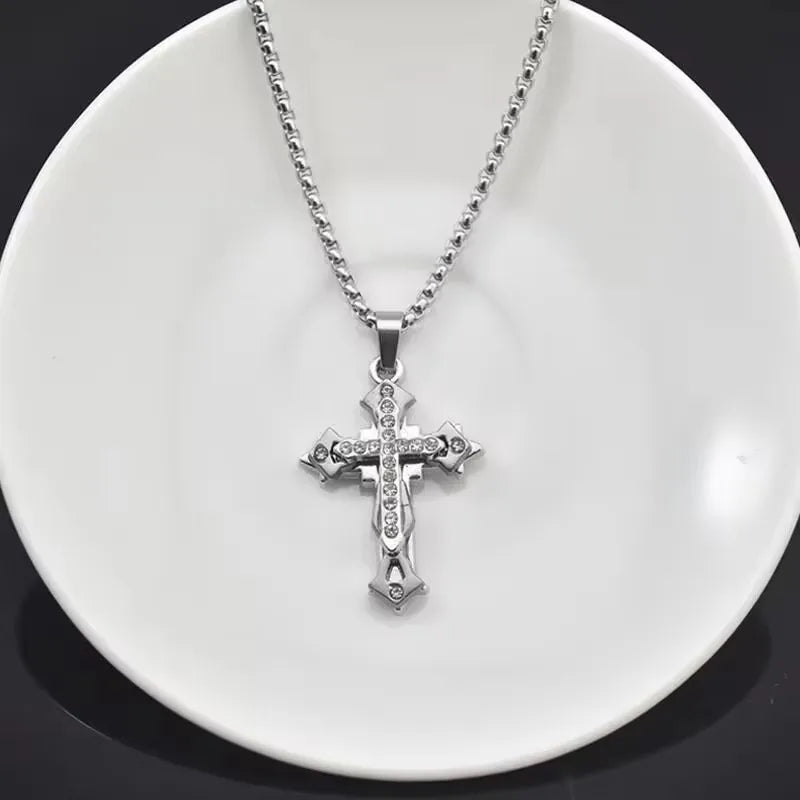 European And American Fashion Personality Retro Gothic Cross Necklace For Men And Women Street Hip-Hop Trendsetters Versatile Pe
