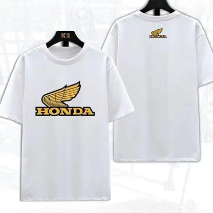 2026 New Summer Hot Selling Plus Size Honda Men's and Women's Pure Cotton T-Shirt Motorcycle Racing Top