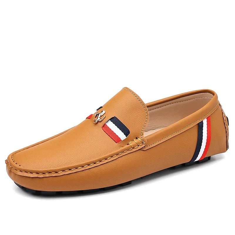 White Loafers Mens Black Leather Loafers for Man Casual Slip on Moccasins Men Comfy Moccasin Driving Shoes for Men