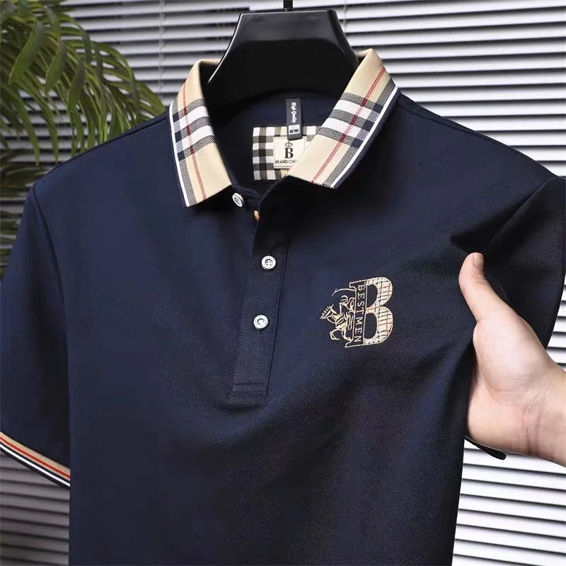 Luxury brand short sleeve men's polo shirt hot selling in summer classic embroidery high-end breathable cotton golf top T-shirt