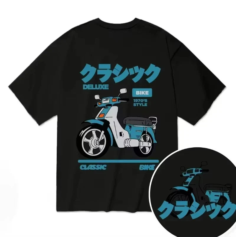 2026 Summer Fashion Men's and Women's Motorcycle T-shirt Summer New Crew Neck Punk Casual Trend Retro Short-sleeved Top