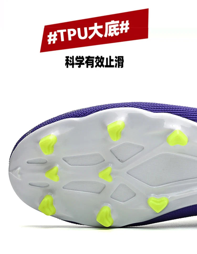 Men's High Top Soccer Shoes FG/TF Long Spikes Adult Football Boots Lightweight Professional Athletic Training