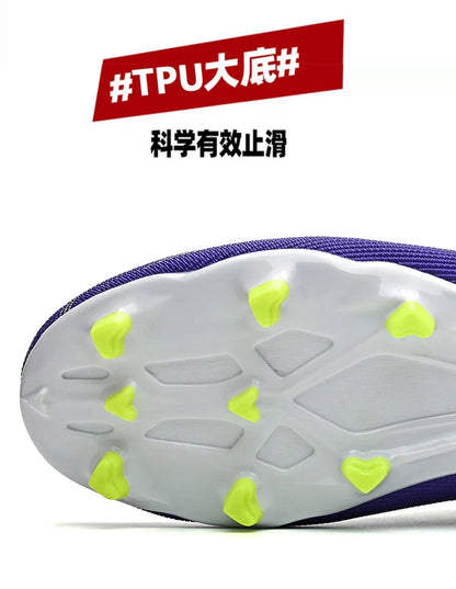 Men's High Top Soccer Shoes FG/TF Long Spikes Adult Football Boots Lightweight Professional Athletic Training