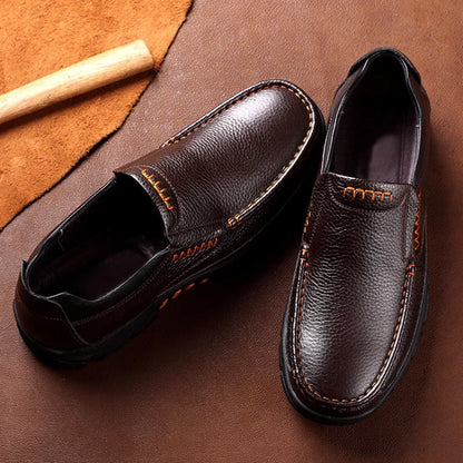 Genuine Leather Shoes Men Loafers Soft Cowhide Mens Casual Shoes Brand Male Footwear Black Brown Slip-on Thick Sole