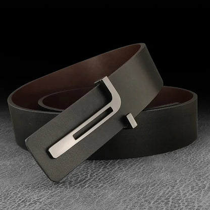 3.8cm Fashion Men's Belts High Quality Designer Luxury Famous Genuine Leather Belt Jeans Formal Cowskin Black Male Waist Strap