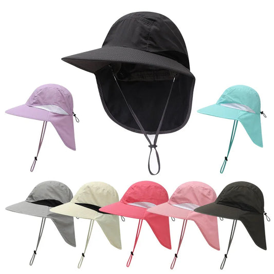 Outdoor Sun Hat for Women Youth Girls 50+ UPF Protection Safari Cap Wide Brim Fishing Hat with Neck Flap BeacH