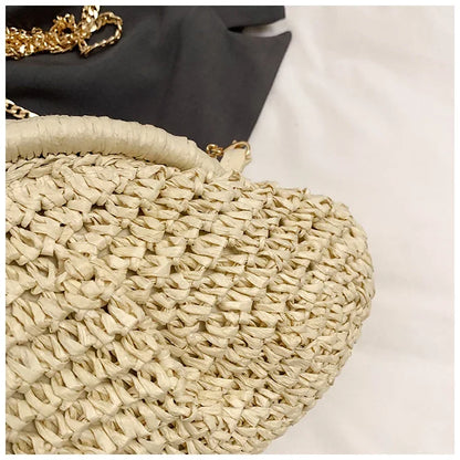 Summer New Straw Weaving Crossbody Bag Fashionable and Casual Shell Bag Women's Shoulder Bag with Excellent Texture