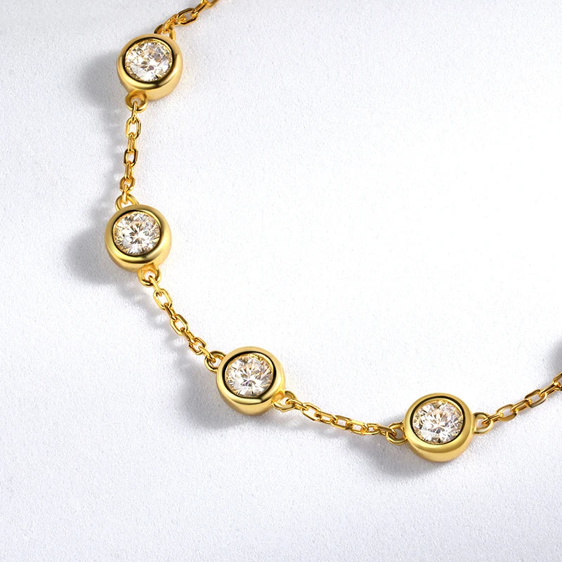 4mm Classic Bubble Moissanite Bracelet for Women 8 Stones Sparkling Lab Diamond Tennis Bracelet 925 Sterling Silver