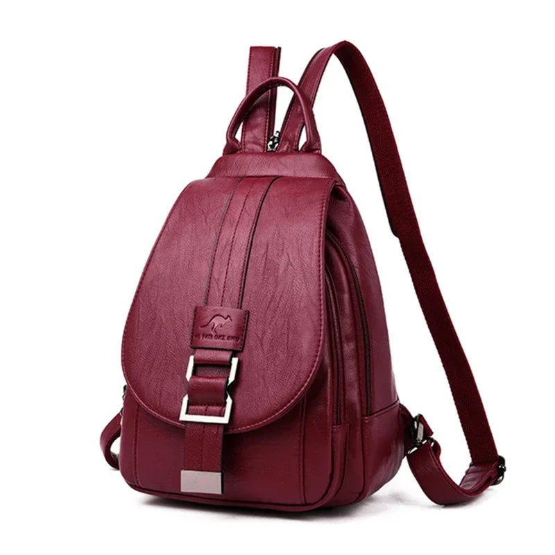 Multifunctional Women Leather Backpacks Casual Backpack For Teenager Girls School Chest Bag Travel Bagpack Ladies Sac Back Pack
