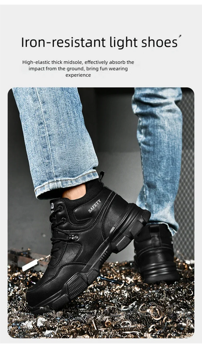Man Safety Shoes Puncture-Proof Work Sneaker Waterproof Work Shoes Steel Toe Shoes Safety Boots Indestructible Shoes Lightweight