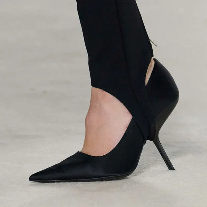 Brand Fashion Show Silvery 9cm High Heel Spring Autumn New Irregular Heels Black Red Pointed Sexy Women's Single Shoes Size 43