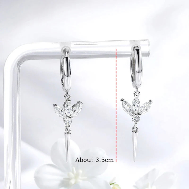 Test Passed 2.5*5mm All Moissanite Drop Earrings for Women Marquise Cut Valentine's Day Gifts 8 Gems 925 Sterling Silver