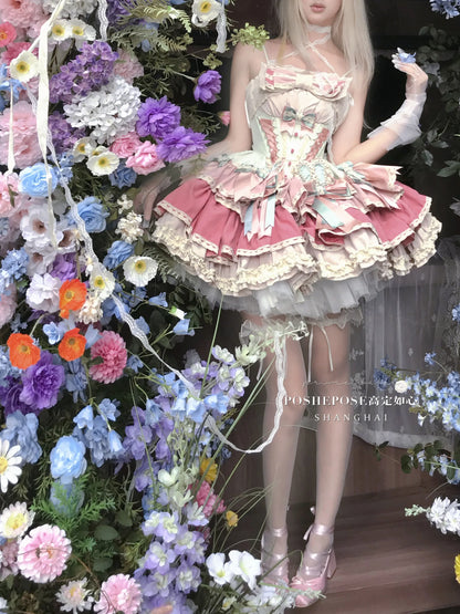 Girls Birthday Lolita Dress 2024 Spring and Summer Women's Tube Top Satin Bowknot Slim Pettiskirt Short Mini Party Dress