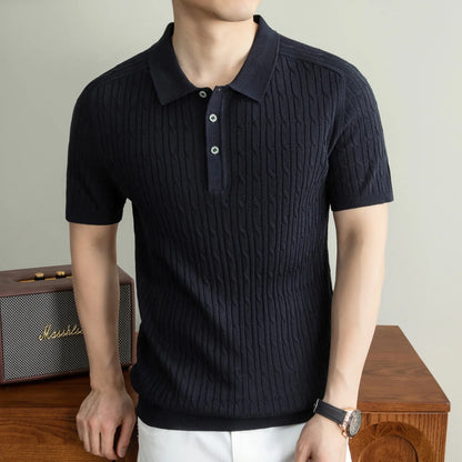Summer Light Luxury Men's Polo Shirt Breathable Nut Flower Casual Collar Knitted Short Sleeve T-shirt for Men