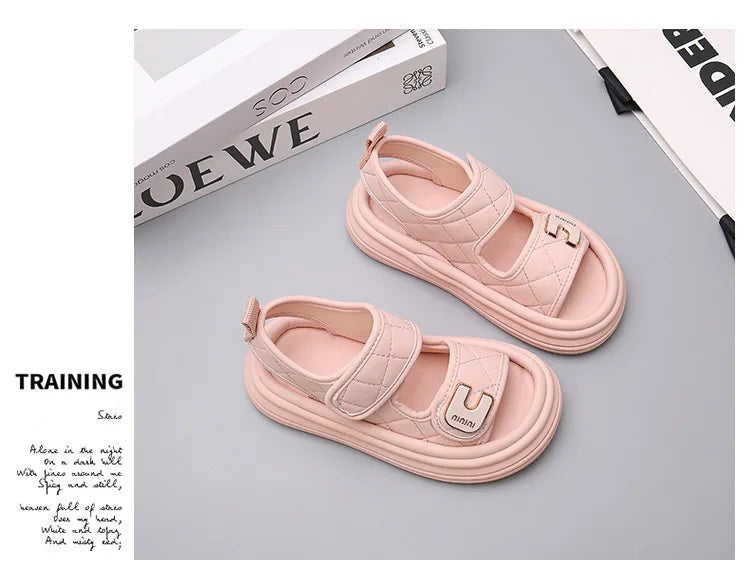 Children Summer Sandals Baby Anti-slip Wearable Summer Shoes Girls Solid Color Hook Sandals Boys Breathable Beach Sandals