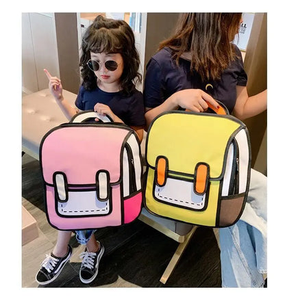 Two Dimensional 3d Multi-Functional Backpack Schoolbag Children 3-6 Grade Primary School Students