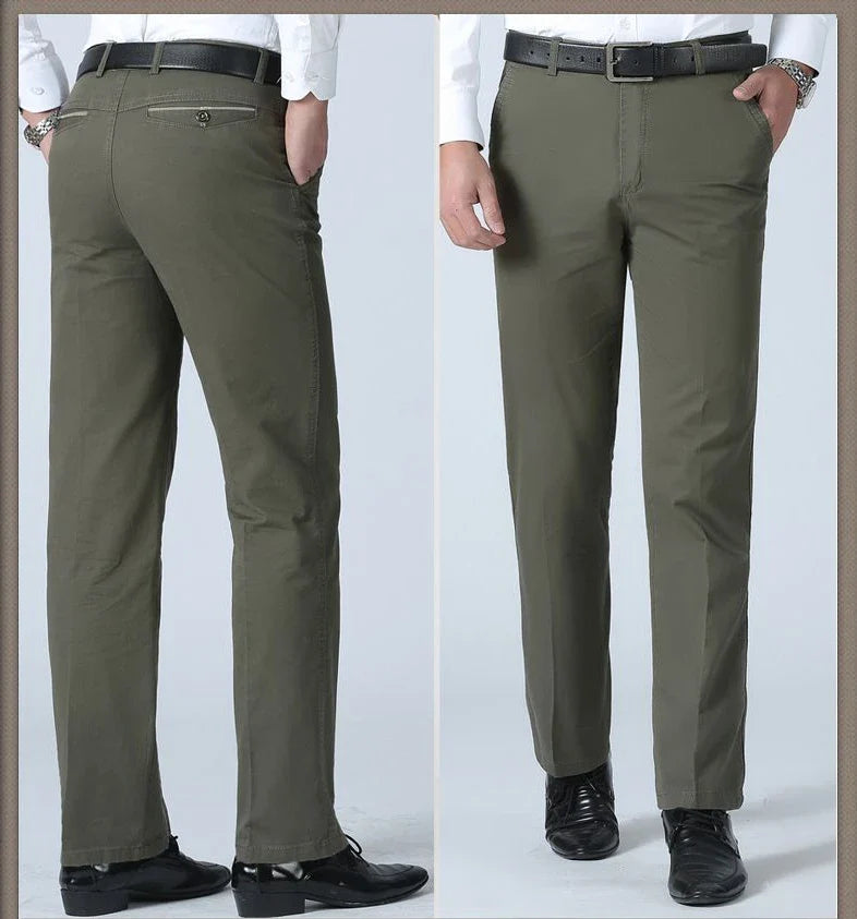 Men's Summer Thin Casual Suit Pants Autumn Thick 100% Cotton Classic Business Fashion Stretch Trousers Male Brand Clothes