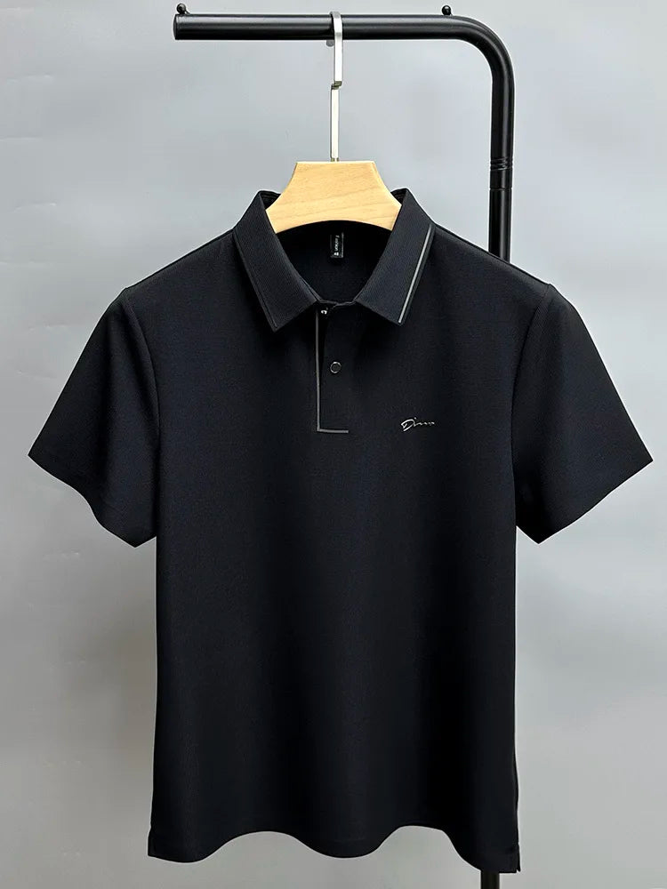 Light luxury brand letter emboss short sleeve T-shirt summer popular men polo shirt comfort silky breathable business casual top