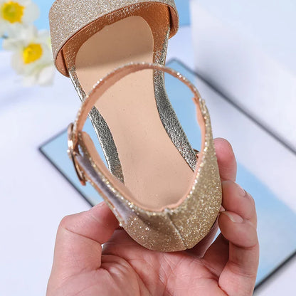 Fashion Children's Summer Sandals Sequins Simple Girls Causal Princess Low-heel Dress Shoes Wedding Party Kids High-top Sandals