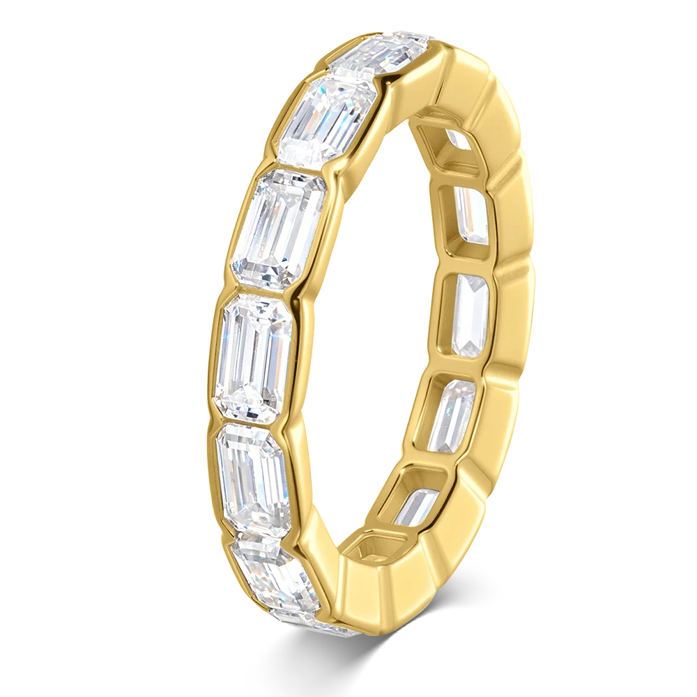D Vvs1 3*5mm Emerald Cut Moissanite Rings for Women Full Eternity Bands Wedding Bridal Jewelry Pure S925 Silver Gift