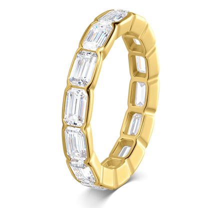 D Vvs1 3*5mm Emerald Cut Moissanite Rings for Women Full Eternity Bands Wedding Bridal Jewelry Pure S925 Silver Gift