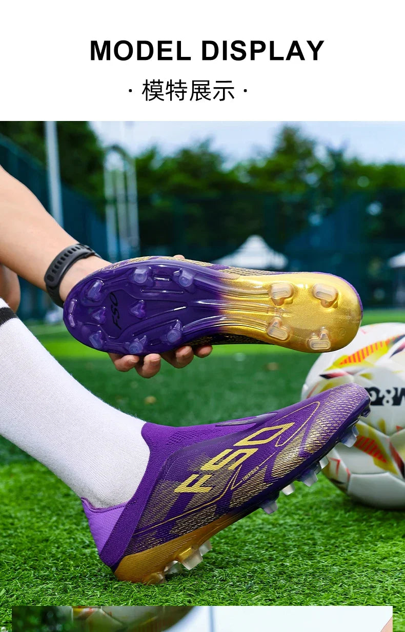 New Men Football Boots Non-Slip Boys Cleats Hot-selling Soccer Shoes Grass Outdoor Match Sneakers High-quality High-top Light
