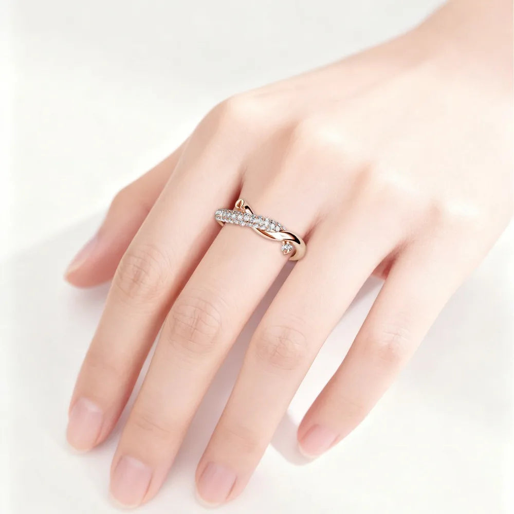 Original Crystals from Swarovski Criss-Cross Finger Ring Fashion Jewelry Women Wedding Party Birthday Present