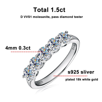 D Color 4mm Moissanite Diamond Rings for Women Classic Match Wedding Eternity Band with GRA s925 Sterling Silver Ring