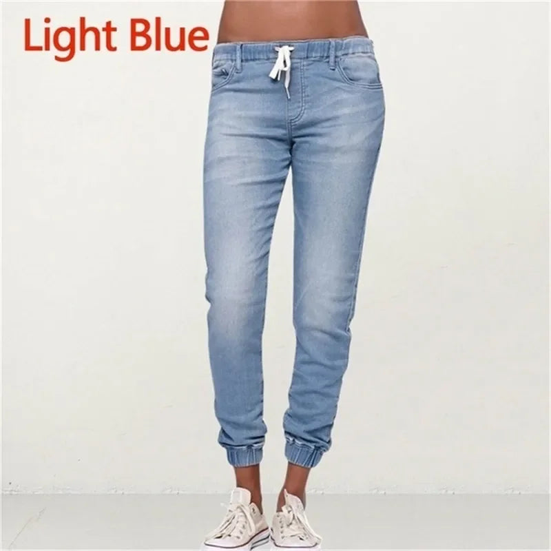 Denim Pants Casual Loose Slim Fit Stretch Long Trousers