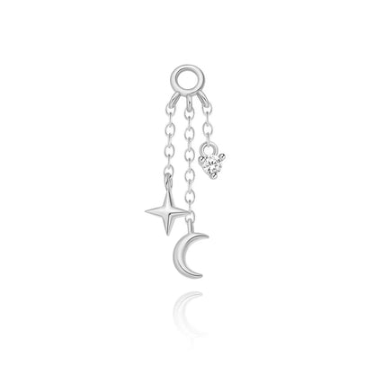 1PC 925 Sterling Silver Horse Eye Chain Tassel Zircon Drop Earrings For Women Ins Minimalism Geometric Earrings Gift