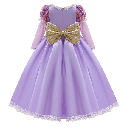 Rapunzel Purple Dress Princess Costume Sets Children Birthday Carnival Halloween Party Fancy Girls Ball Gown Cosplay Clothes