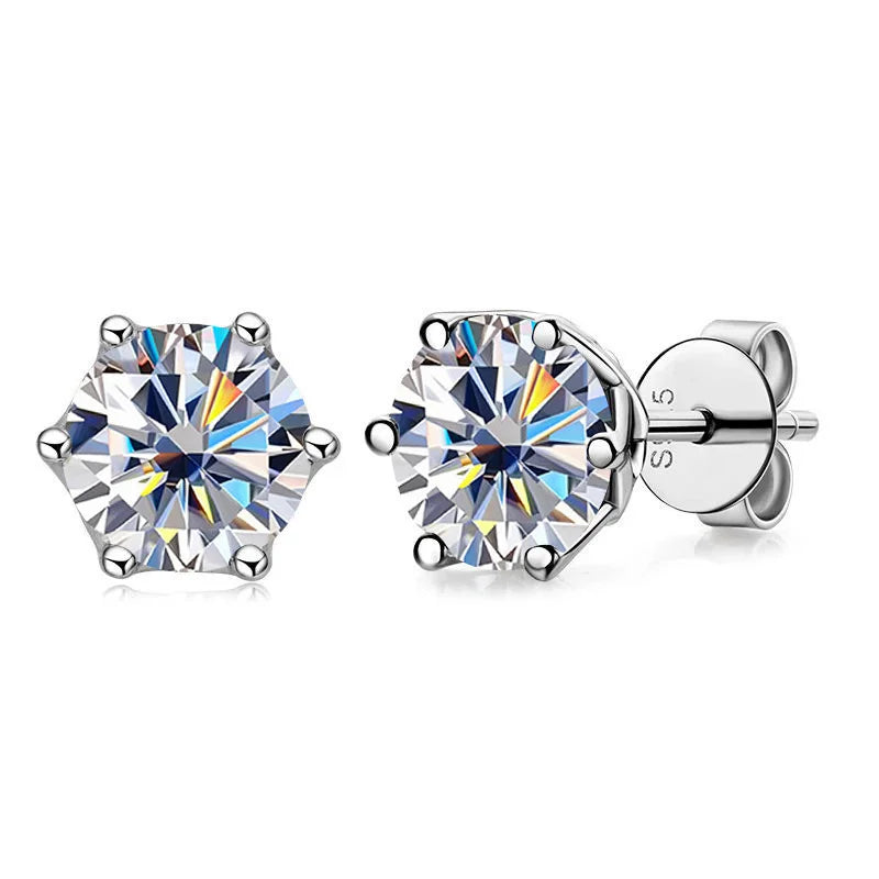 Real 1 CT D Color Moissanite Stud Earrings For Women Top Quality 925 Sterling Silver Sparkling Wedding Jewelry