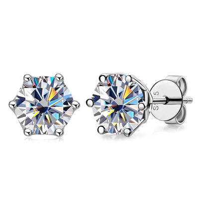 Real 1 CT D Color Moissanite Stud Earrings For Women Top Quality 925 Sterling Silver Sparkling Wedding Jewelry