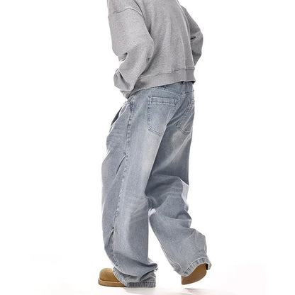 Y2k Men'S Baggy Jeans Unisex Trendy Casual Wide-Leg Denim Pants High Street Quality Korean Streetwear Trousers