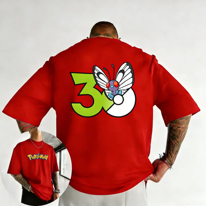 30th Anniversary Butterfree Printed T-shirt Summer Men's and Women's Loose Casual Hip Hop Trendy Short Sleeve Top