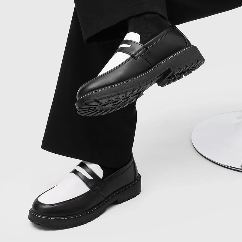 Color Blocked Men Loafers  Fashionable Comfortable Thick Soled Non Slip  for Daily Commuting Office Business  Formal Wear Shoe