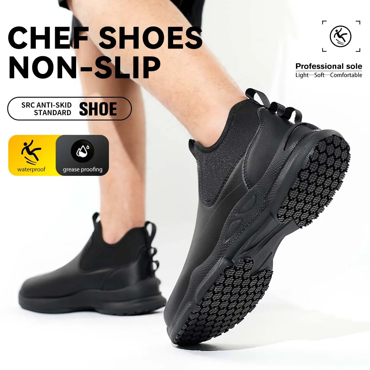 Men Chef Shoes Non-slip Waterproof Oil-proof Shoes Comfortable Work shoes for Man resistant business casual New Fashion