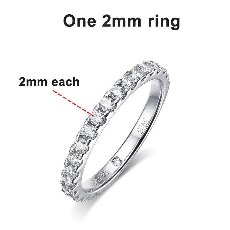 D VVS1 Moissanite Rings for women Sparkling Diamond Bridal Sets with GRA s925 Sterling Sliver Plated 18k Eternity Band
