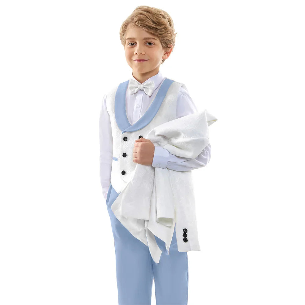 24-Hour Shipping Paisley Boys Suit Set For Shoot Kids Formal Suits Wedding Ring Bearer Graduation Tuxedo For Child 3-14 Years