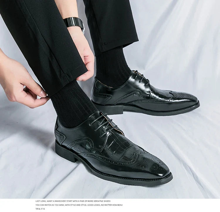 Brock British Korean version high-end suit shoes wedding small leather shoes men's business formal wear trendy men's shoes