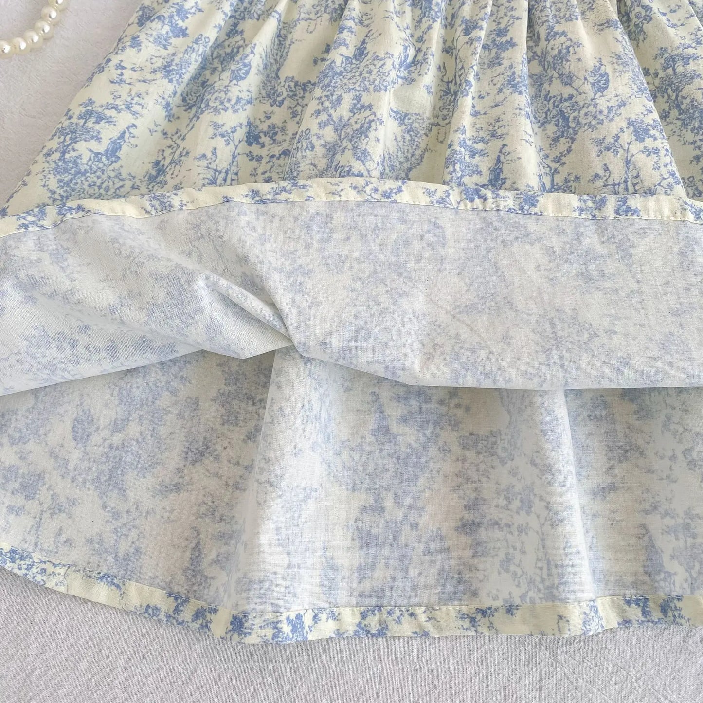 2026 Novo Vestido de Verão para Meninas Crianças 2-6 Anos Vestido de Manga Curta Bufante Estampa Floral Gola Franzida Algodão Doce